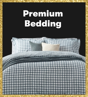 A checked duvet set with matching pillows. 