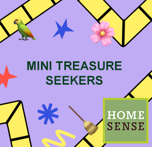 Purple background with a yellow path and colourful emojis and Homesense logo