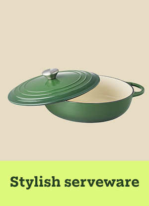 Large green casserole dish with lid
