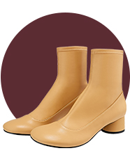 Beige leather boots.