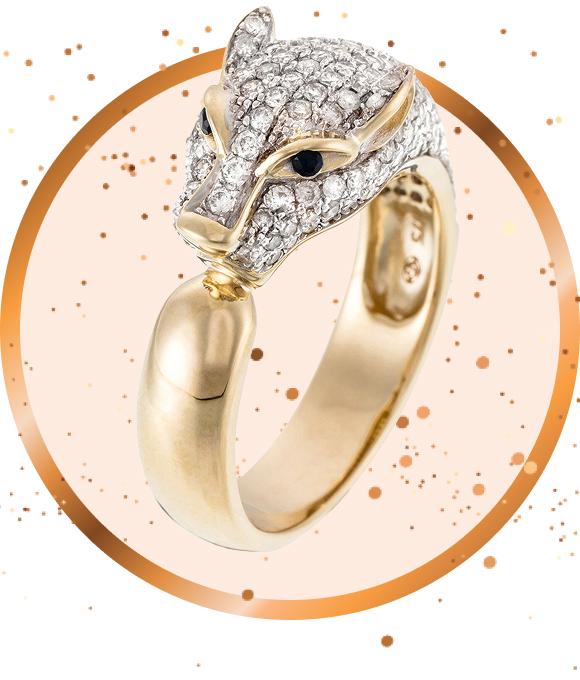 Gold and diamond ring.