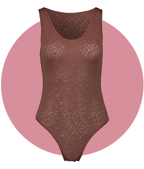 A brown lace bodysuit