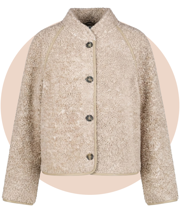 Women's cream fluffy coat.