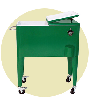 Green portable drinks trolley.
