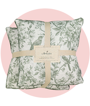 A floral print set of cushions.