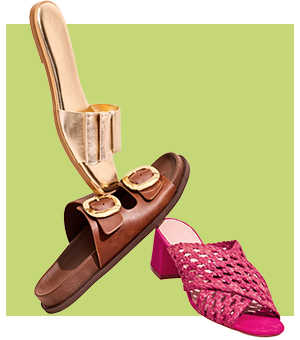 A graphic showing three different sandal styles.