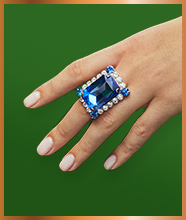 A large sparkly cocktail ring.