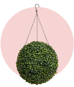 A faux botanical hanging decoration.