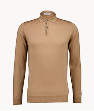 A button-up beige knit with long sleeves