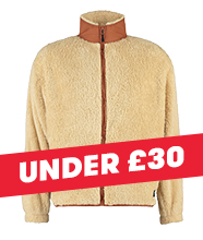 A high-neck fleece jumper.