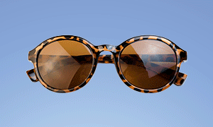 A GIF showing green, black and brown sunglasses.