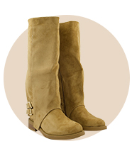 A pair of tonal suede knee-high boots. 
