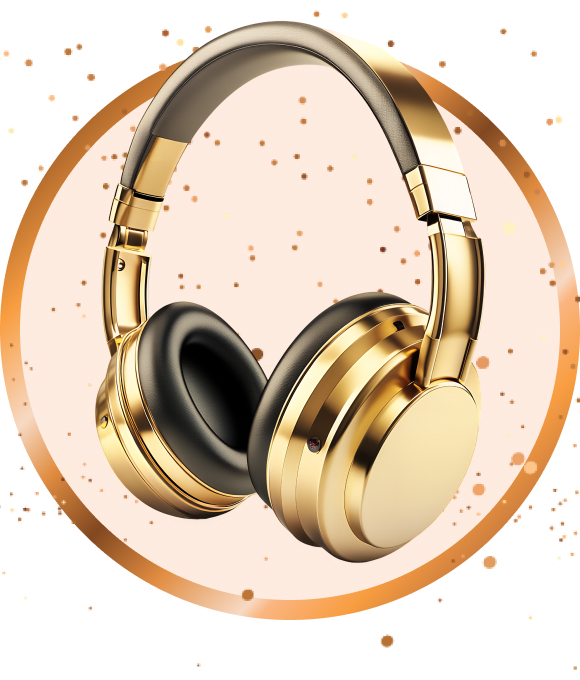 Gold headphones.